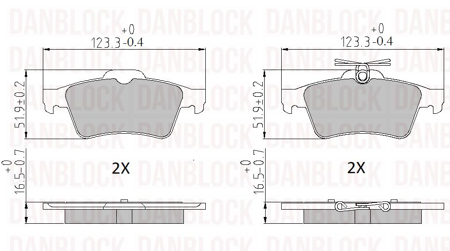 Sada brzdových platničiek kotúčovej brzdy DANBLOCK